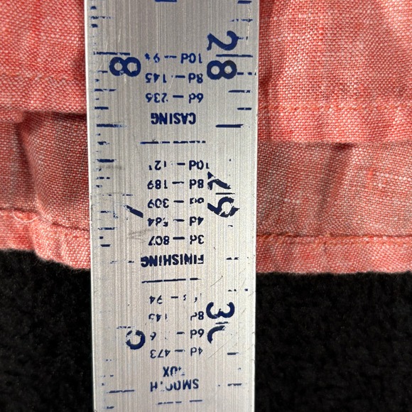 Chicos Women's Size 1 Linen Top Salmon Coral 3/4 Sleeve Button Down‎ Tunic - Picture 6 of 8